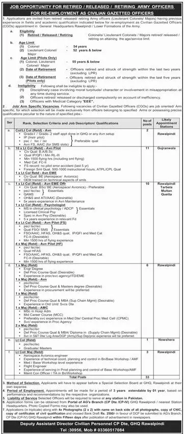 Job advertisement for Pakistan Army - Express September 13, 2026