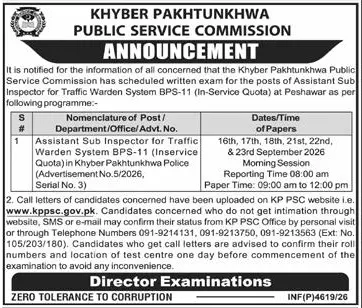 Job advertisement for Khyber Pakhtunkhwa Public Service Commission (KPPSC) - Express September 11, 2026