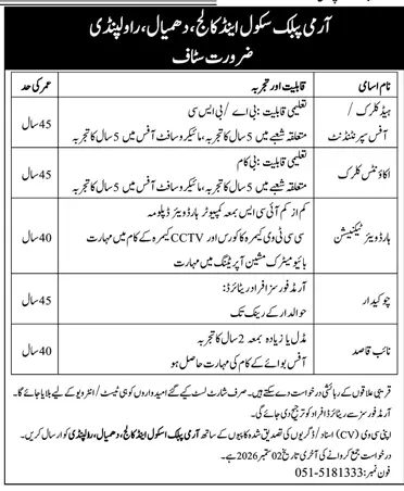 Job advertisement for Army Public School - Daily Jang August 23, 2026