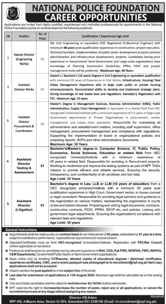 Job advertisement for National Police Foundation (NPF) - The Nation July 27, 2026